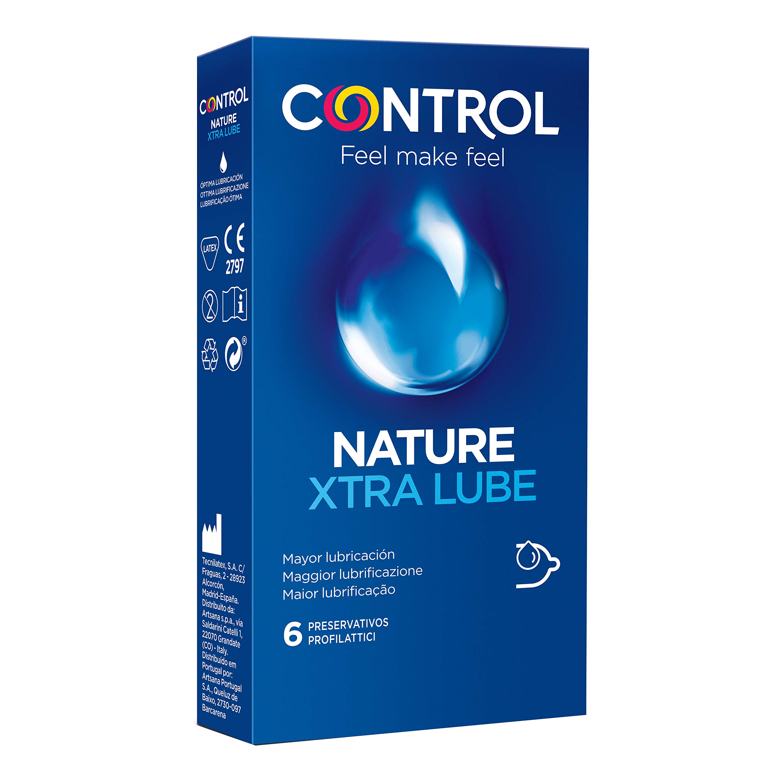 Control Nature - Xtra Lube Profilattico, 6 Pezzi