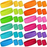 Bememo 36 Pcs Neon Sweatbands Set for Kids 12 Headbands 24 Wristbands Bulk Sports Sweat Bands Athletic for Children Basketball Tennis Running Gym Student Gifts Glow Party
