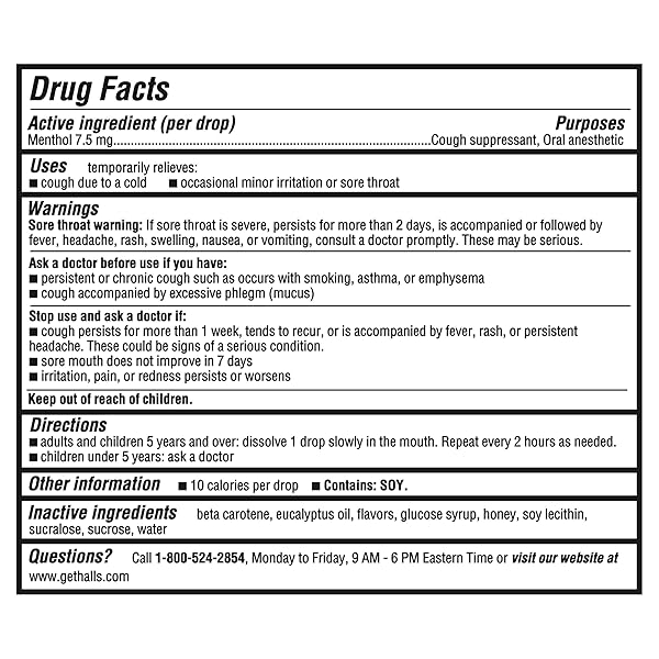 HALLS COUGH AND THROAT RELIEF HONEY LEMON COUGH DROPS, BULK PACK, 140 DROPS
