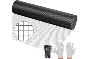 URBANVISTA Hardware Cloth, 1/2 inch 48" x 100' Galvanized Chicken Wire Fence, 19 Gauge Vinyl Coated Wire Mesh Roll, Black Welded Wire Fencing Roll Gopher Wire Mesh Roll for Garden Fencing Rabbit Snake Wire