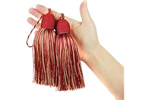 Fenghuangwu 2pcs Tassel Charms Polyester Key Tassels with Loop,DIY Handmade Craft Accessories of Home and Furniture Decoration (Mix red)