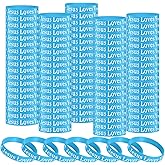 Arrowbash 50 Pcs Jesus Loves You Silicone Wristbands Christian Motivational Rubber Bracelets Religious Inspirational Bracelet Church Gifts for Men Women Party Favors Novelty Jewelry(Blue)
