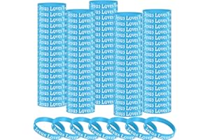 Arrowbash 50 Pcs Jesus Loves You Silicone Wristbands Christian Motivational Rubber Bracelets Religious Inspirational Bracelet Church Gifts for Men Women Party Favors Novelty Jewelry(Blue)
