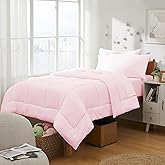 Dorm Room Essentials College Bedding Comforter Set 5 Piece Twin Size Bed in a Bag for College Students Boys and Girls, Twin, Pale Pink