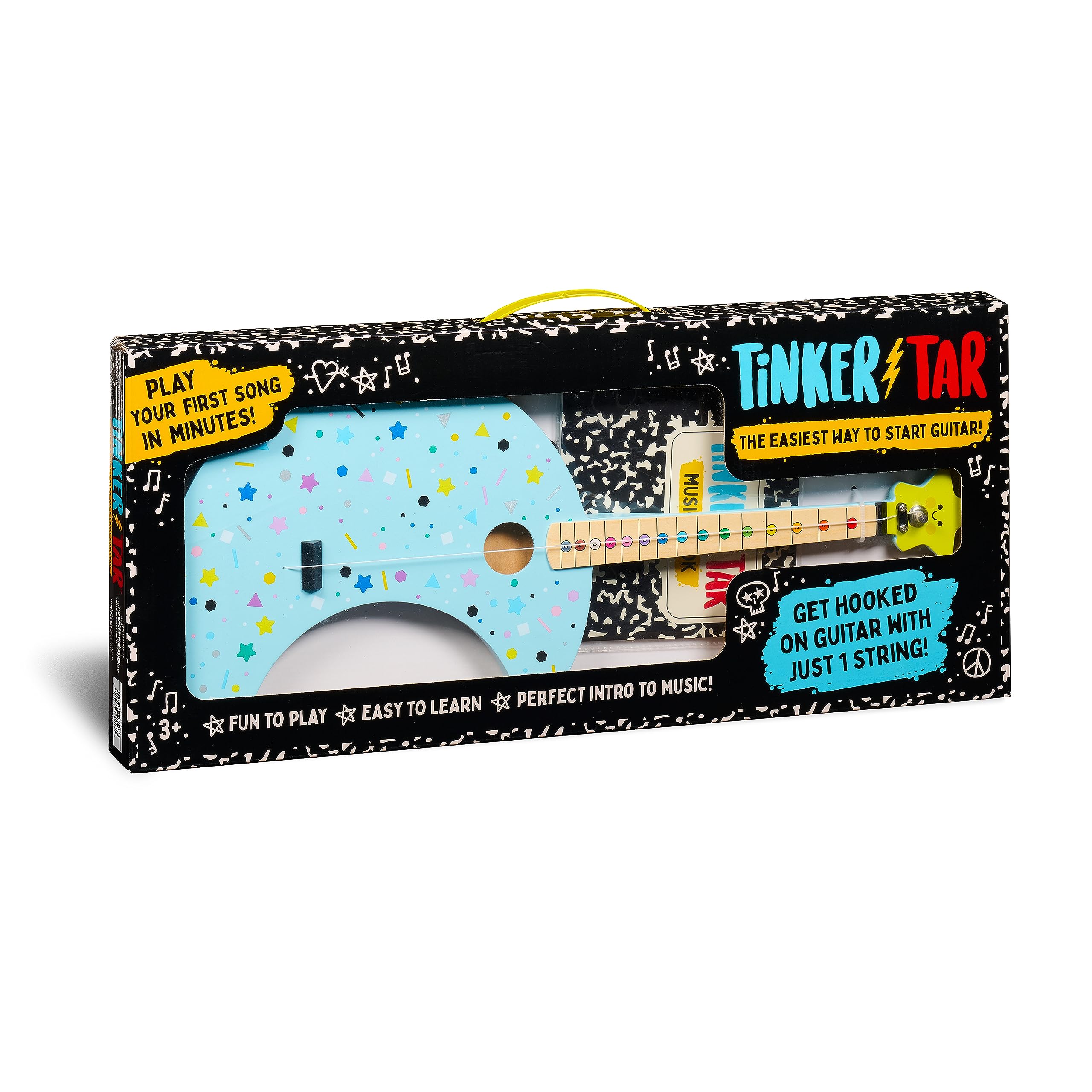 TinkerTar - Moon Guitar - The Easiest Way to Start and Learn Guitar - Premium Wood Construction - 1 Stringed Toy Instrument for Kids – Perfect Intro to Music for Ages 3 and up - from Buffalo Games