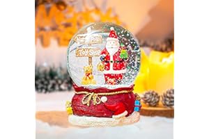 DUSVALLY Christmas Snow Globes Glitter Water Globe Musical Snow Globe Decoration Plays We Wish You a Merry Christmas, Cute Santa & Bear for Xmas Decor for Holiday