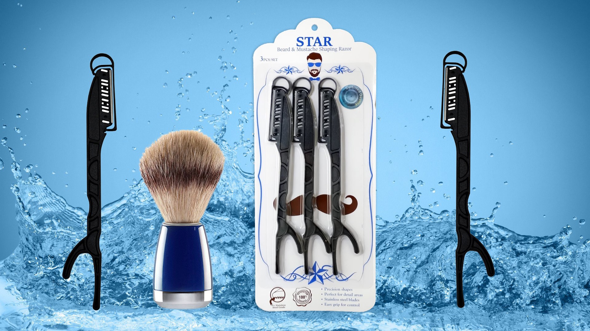 BEST Men's Beard Mustache Shaping Eyebrows Tool Edging Razor Clean Straight 683203941938 eBay