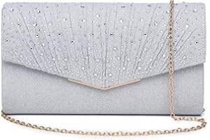 MUDUO Glitter Clutch Purses for Women Evening Bags and Envelope Handbags Prom Purse (Silver)