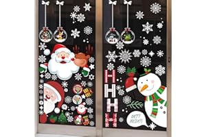 I-BEEBOO Christmas Window Clings Double Sided Christmas Window Clings Christmas Window Decorations Winter Decorations Window Snowflakes Decal Xmas Decorations for Glass Windows Home School Office