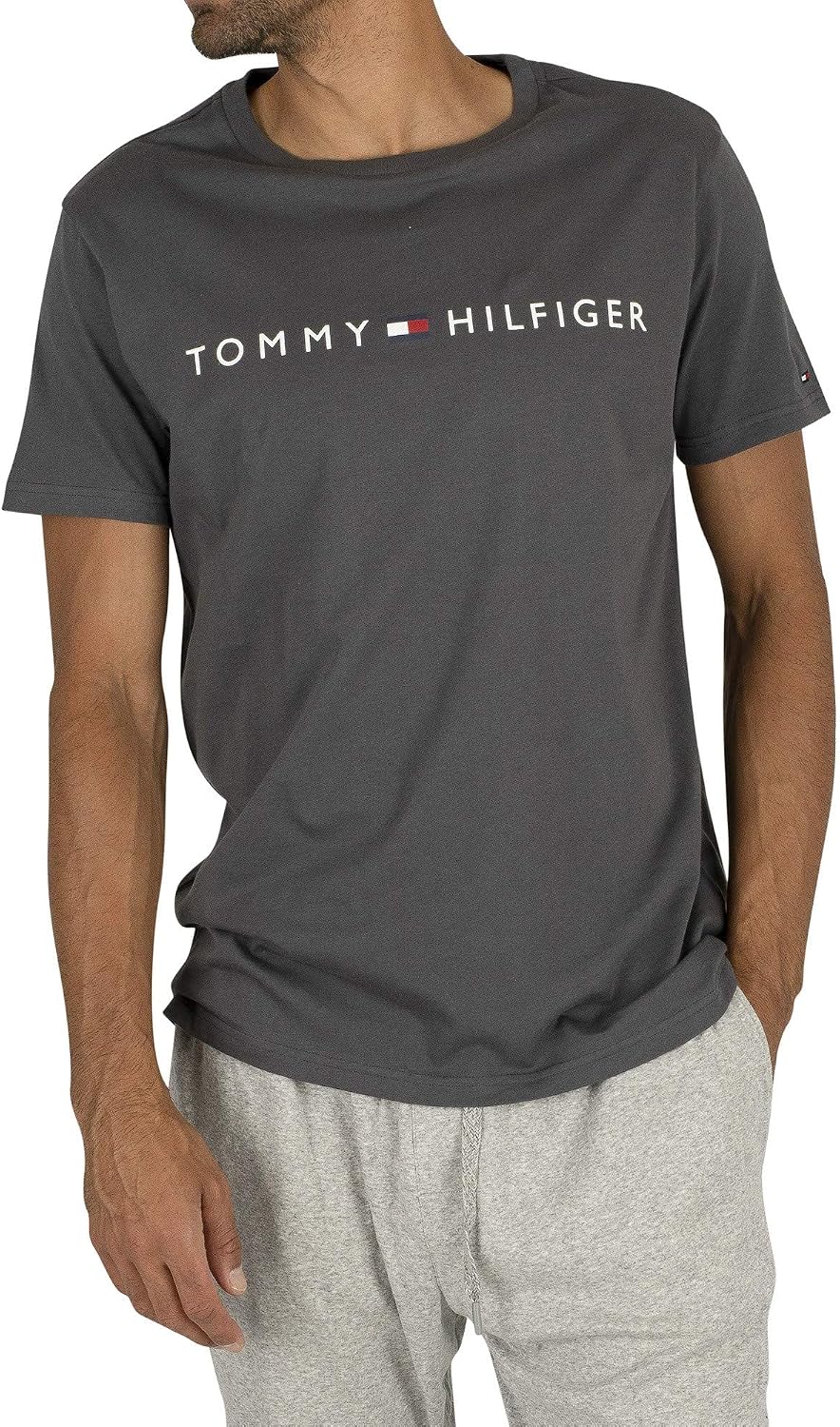 Tommy Hilfiger Logo Flag T Shirt Grey 