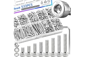 mxuteuk 480Pcs M2.5 Screw Set,M2.5 x 4/6/8/10/12/16/20/25mm Hex Socket Head Cap Screws Bolts Nuts Kit,304 Stainless Steel Ass