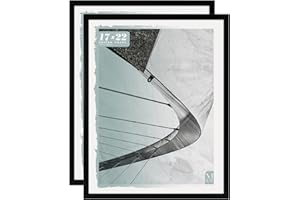 MCS Gallery Foundation Poster Frame, Picture Frame For Wall Art, Black, 17 x 22 Inch, 2-pack