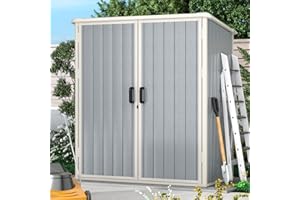 Aoxun Resin Shed 5 X 3.1FT Outdoor Shed with Lockable Door Garden Storage Shed for Tools, Bikes, Patio Furniture (Gray)