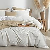 Bailix Muslin Duvet Cover Set King Size, 100% Washed Cotton Gauze Duvet Cover for All Seasons, Linen Like, 3 PCS, 1 Fluffy Duvet Cover(104"x90") with 2 Pillow Shams(20"x36"), White