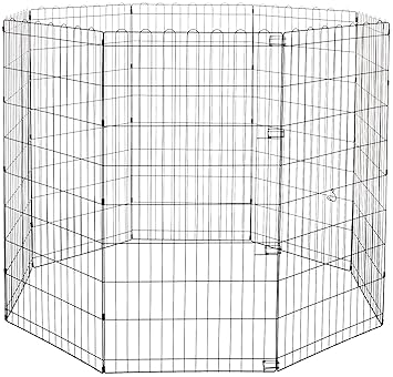 AmazonBasics Foldable Metal Pet Dog Exercise Fence Pen - 60 x 60 x 48 Inches