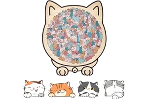 135-Piece Morandi-Colored Cat Shaped Wooden Jigsaw Puzzle, Cats Shaped Wooden Puzzle, Contains 135 Different Cats, Essential 