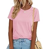 YUCOLEN T Shirts for Women Short Sleeve Crewneck Cotton Tops Summer UPF 50+ Casual Breathable Basic Tee Tshirt