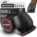 MAYZOLOP 32Pcs Chair Leg Floor Protectors 1.25in Black Felt Pads