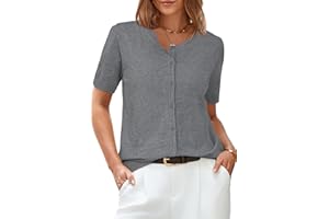 Arach&Cloz Women's 2026 Summer Lightweight Cropped Cardigan Short Sleeve Crew Neck Bolero Shrug Casual Top