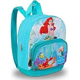 The Little Mermaid Mini Backpack - 10" Exclusive Woven Small Backpack with Front Pocket | Adjusts to Fit Women, Teens, Girls, Kids