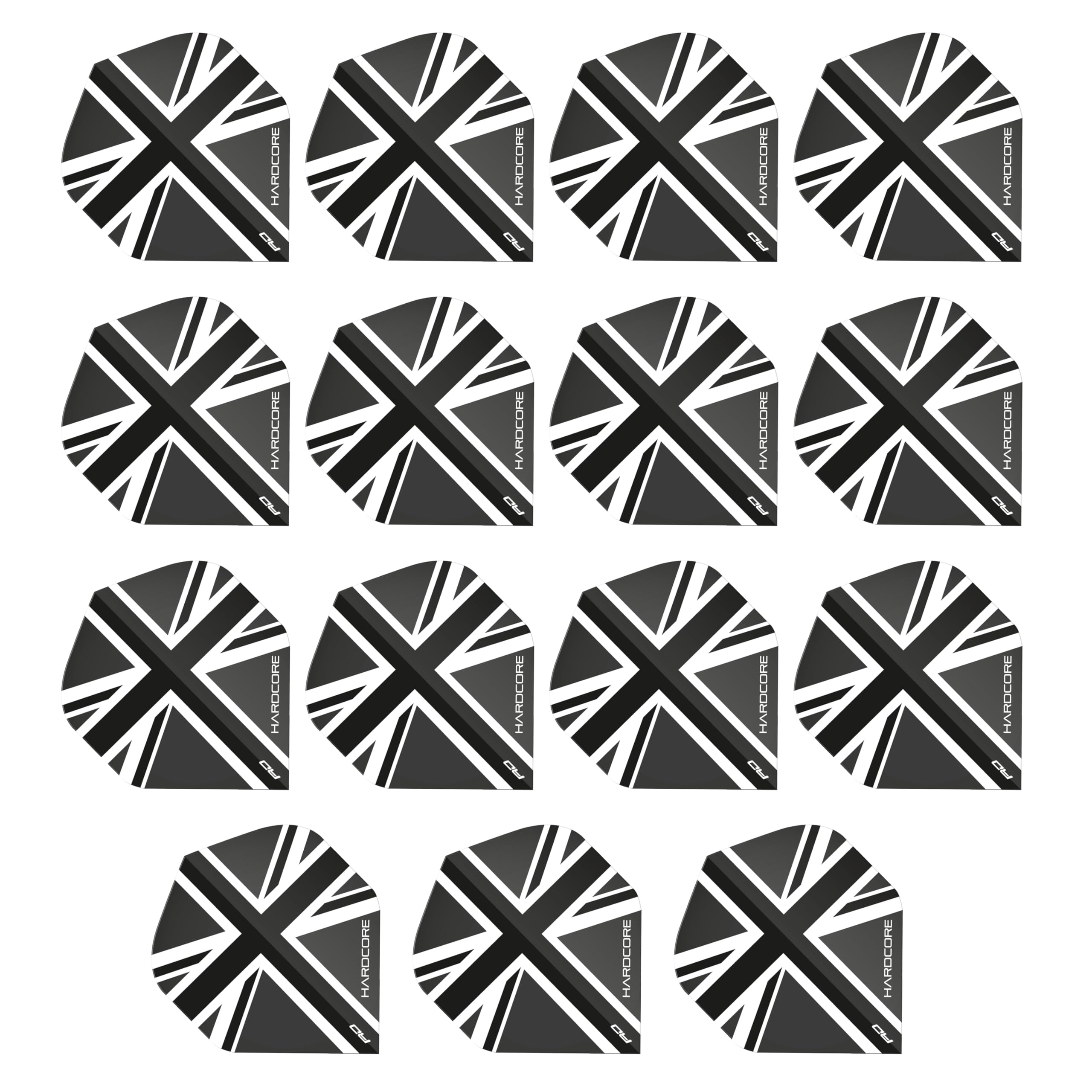 RED DRAGON Hardcore XT Black Union Jack Extra Thick Standard Dart Flights - 5 sets Per Pack (15 Dart Flights in total)