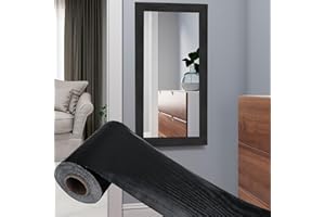 Witwatia 32FT Black Wood Grain Wallpaper Border, Removable PVC Waterproof Border Wall Decor, Self Adhesive Peel and Stick Wal