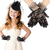 JenPen 2 Pcs Girls Tea Party Fascinators Hats with Lace Gloves Funeral Veil Hat Gloves for Church Wedding Accessories