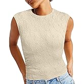 MLXSJ Women's Summer Tank Tops Basic Crew Neck Cute Sleeveless Slim Fit Tops