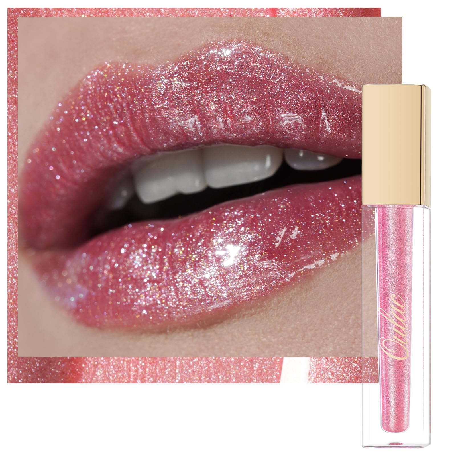 Oulac Pink Shimmer Liquid Lipstick High-Shine Glitter Lip Gloss for Women Shimmer Non-Sticky Glossy Finish Liquid Lipstick Hydrating Lip Gloss Fuller-looking Lip Makeup Vegan & Cruelty-Free 06 — image 1