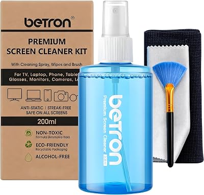 Betron Screen Cleaner Spray 200ml Kit with Microfiber Wipes & Brush