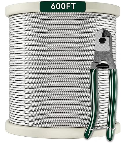1/8 Inch Stainless Steel Cable 300FT With Cutter - T316 Marine Grade 7x7 Strand For Deck Railing