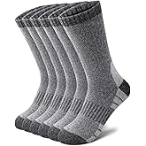 Senker Fashion Merino Wool Hiking Socks for Men, Warm Crew Socks W/Cushion Moisture Wicking for Trekking Work Outdoor