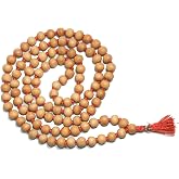 IS4A 8MM TULSI HOLY BASIL PRAYER BEADS JAPA MALA NECKLACE HAND KNOTTED. KARMA 108+1=109 BEADS. BLESSED &amp; ENERGIZED HINDU TIBETAN BUDDHIST SUBHA ROSARY RED TESSEL