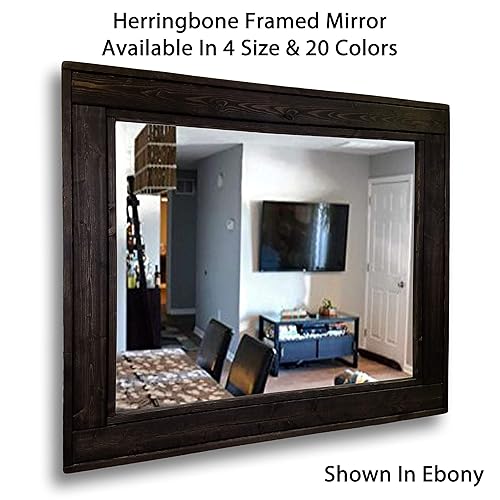 Amazon Com Herringbone Reclaimed Wood Framed Mirror Available In