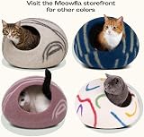 MEOWFIA Cat Cave Premium Felt Bed Merino Wool Beige Medium view 7