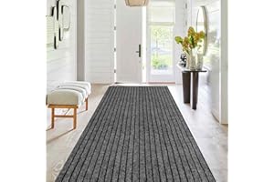 PENFHF Runner Rug 2 ft x6 ft, Outdoor/Indoor Rug with Rubber Backing Non Slip for Hallway, Kitchen, Patio, Laundry, RV, Entryway, Garage, Bathroom, Area Rug Carpet, Grey Strip, Customizablees