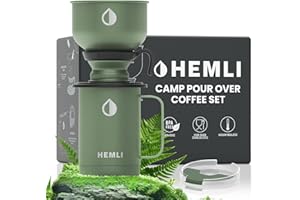Hemli Pour Over Camp Coffee Maker Set– Vacuum Insulated Mug with Leakproof Lid, Stainless Steel Micro Filter, Scratch-Resistant Finish, Portable Coffee Maker for Camping, Travel & Outdoor Adventures