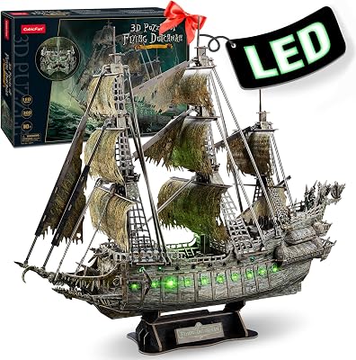 Puzzle 3D Nave Pirata Olandese Volante, Modello LED 360 Pezzi