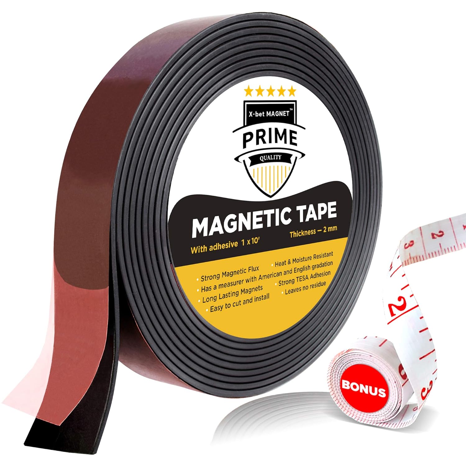 100 Feet Magnetic Strip - 2 Inch Wide Adhesive Backed Flexible Magnet Roll