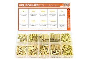 HELIFOUNER 322 Pieces M2 Male Female Hex Brass Spacers Standoffs Screws Nuts Assortment Kit, Threaded Pillar for Printed Circuit Board Motherboard