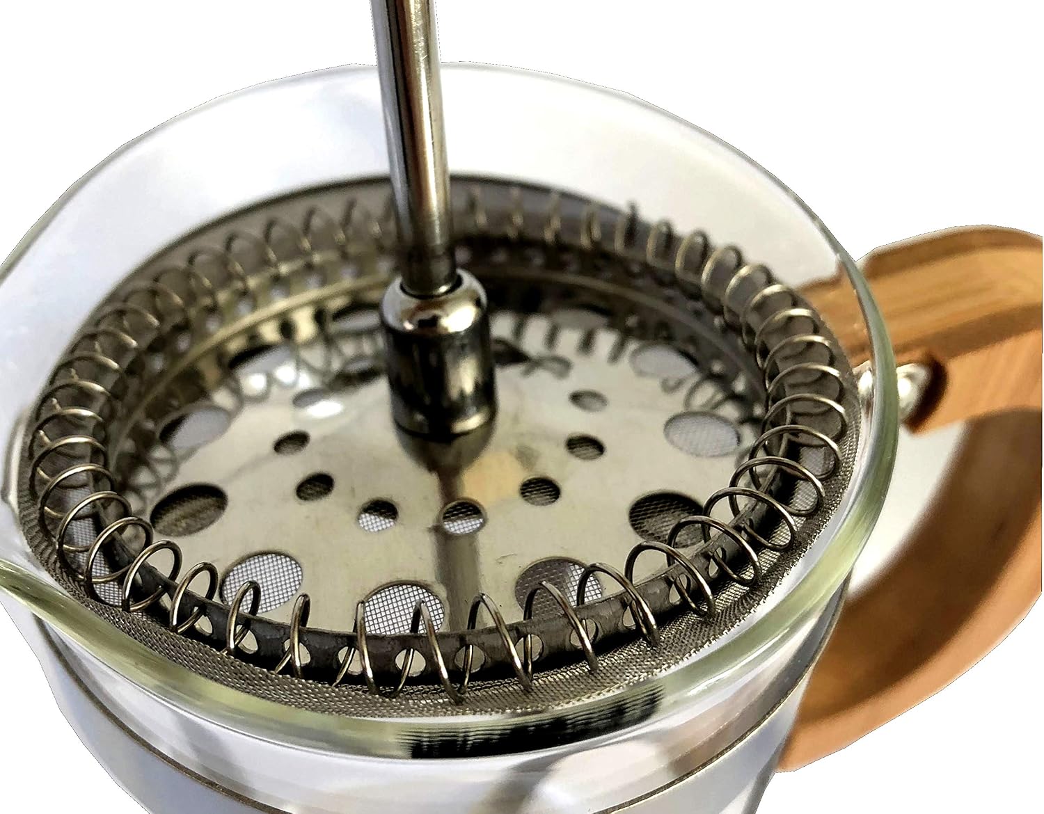 KUSHIRO Wooden Cafetiere French Press Coffee Maker, Bamboo Coffee Plunger, Small Tea Press, 350ml/12oz 1-2 Cup, Silver - Image 4