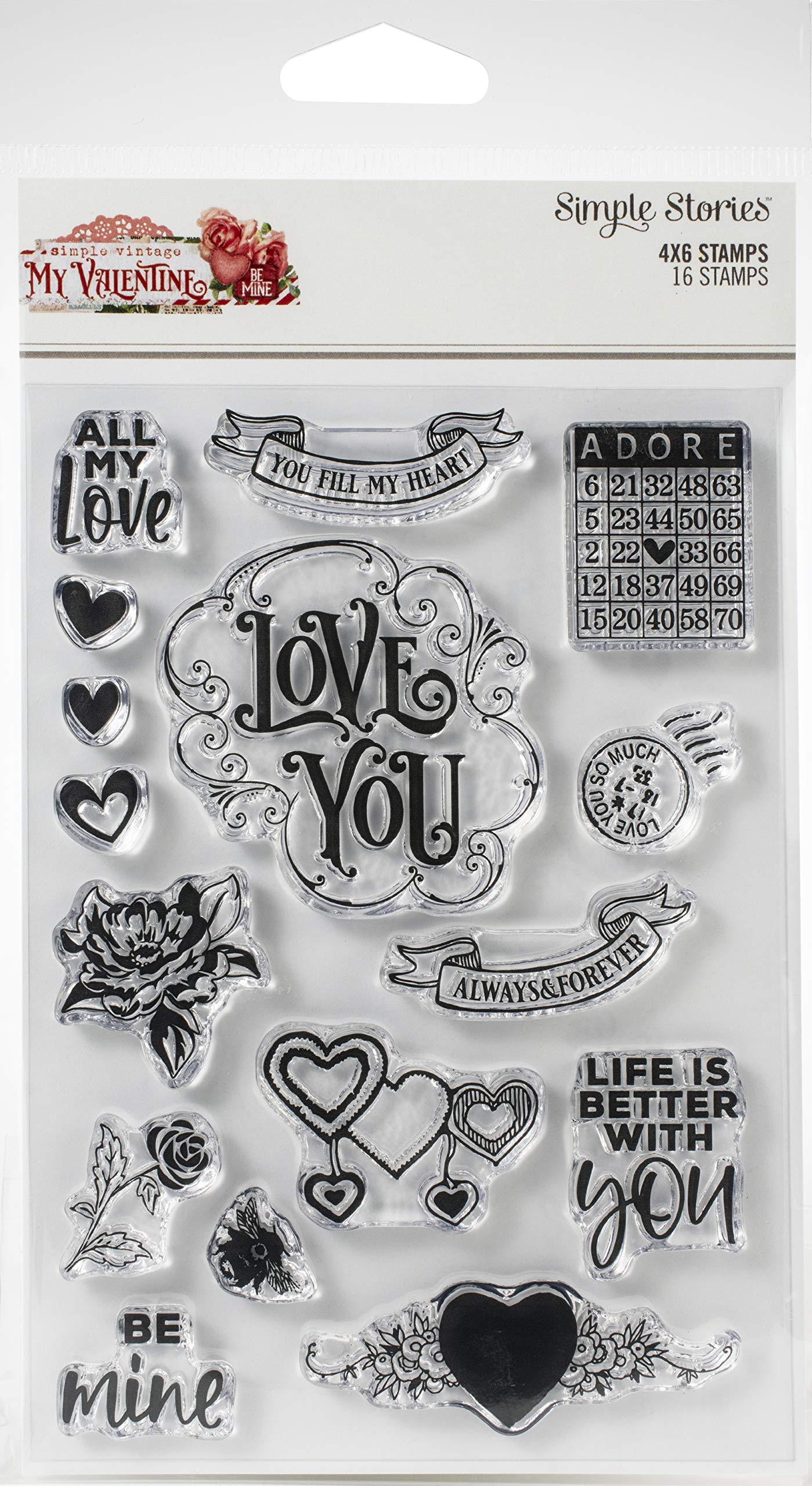 SIMPLE STORIES My Valentine Stamps Clear, One Size