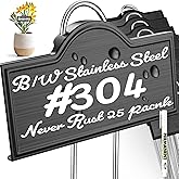 Stainless Steel 304 Plant Labels Weatherproof, Metal Garden Label Tall Markers 25 Pack for Outdoor Plants Vegetables Herb Seedlings Flowers with a Pen, Label Area 3.74'' x 1.39'' Height 10.75 Inch
