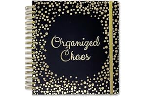 Votum 18-Month Day Large Planner, 2024-2025, Daily, Weekly & Monthly, January-June, Organized Chaos Black - Appointment Book with 3 Sticker Sheets, Twin-Ring Binding, Notes Pages - School & Work