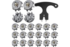 Lanties 31 Pcs Golf Cleats Set with 30 Spikes Replacements and 1 Cleats Spanner for Shoes Metal Thread Screw 6 mm Dia Spike Tool Golf Accessories for Lawn Outdoor Cricket Shoe Player Lover