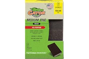 GATOR FINISHING PRODUCTS Gator Multi-Surface Sanding Sponge, 3" x 4" x 1", 80/120 Grit Medium/Fine, 6 Pack