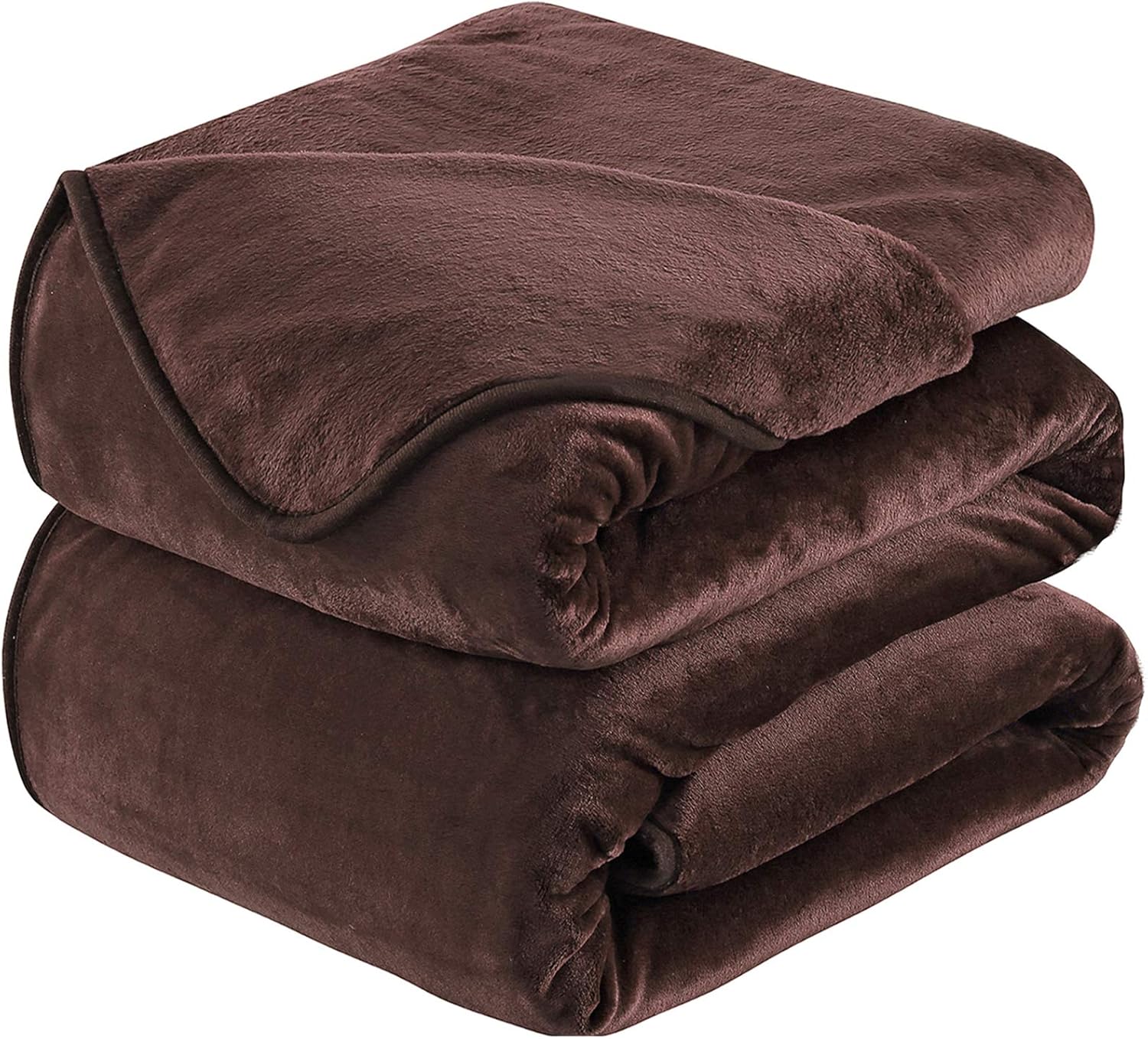 HOZY Fleece Blanket 350GSM Super Soft Fluffy Solid - No Static Throws for Large Bedspread/Sofa- Brown 220 x 240cm