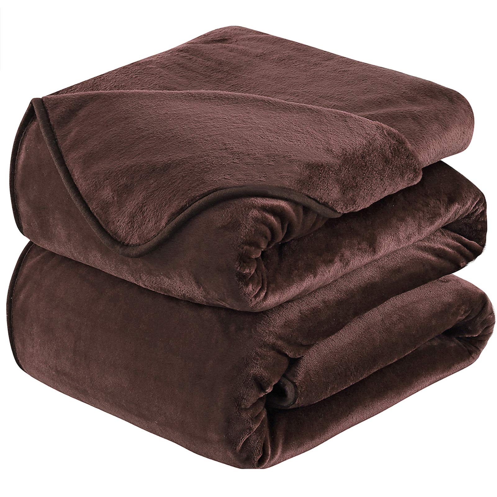 HOZY Fleece Blanket 350GSM Super Soft Fluffy Solid - No Static Throws for Large Bedspread/Sofa- Brown 220 x 240cm