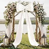 Suncalla Giant White Bow with Pearl Wall Decor 40 x 24 Inch Oversized Coquette Large Bow Satin Ribbon Tie for Valentine Wedding Room Backdrop Decorations Birthday Party Holiday Supplies Outdoor Decor