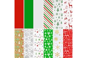 AORZIT 120 Sheets Christmas Tissue Paper Bulk 12 Design Xmas Pattern Gift Wrapping Paper for Christmas Gift Bags Packaging an
